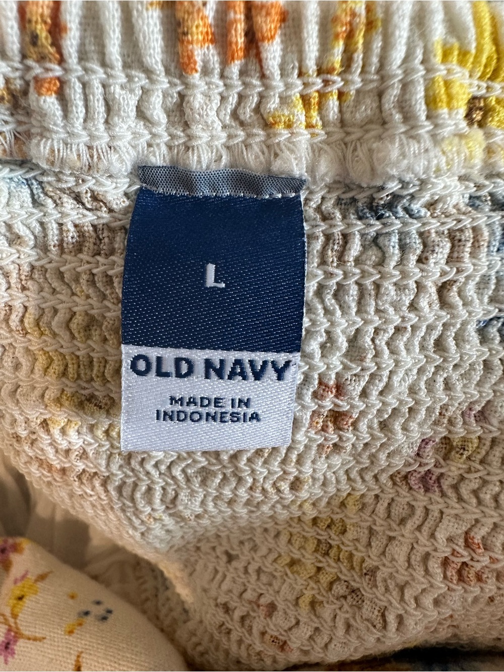 Old Navy Linen Blend Floral Mini Dress Cottagecore Smocked Back Large - Picture 7 of 10